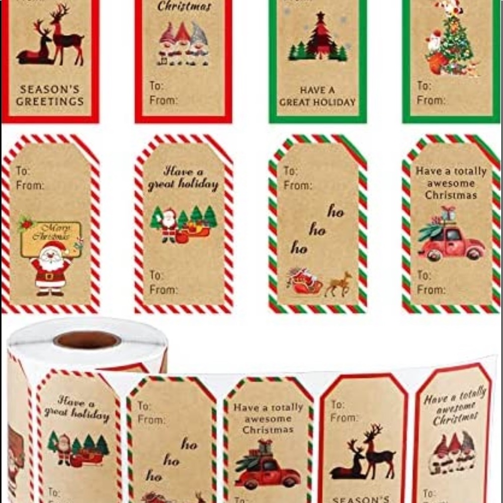 🎄 50 HOLIDAY PRESENTS LABELS 2024 - Kraft color